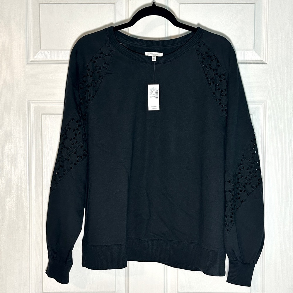 NWT Maurice’s Black eyelet sweatshirt
